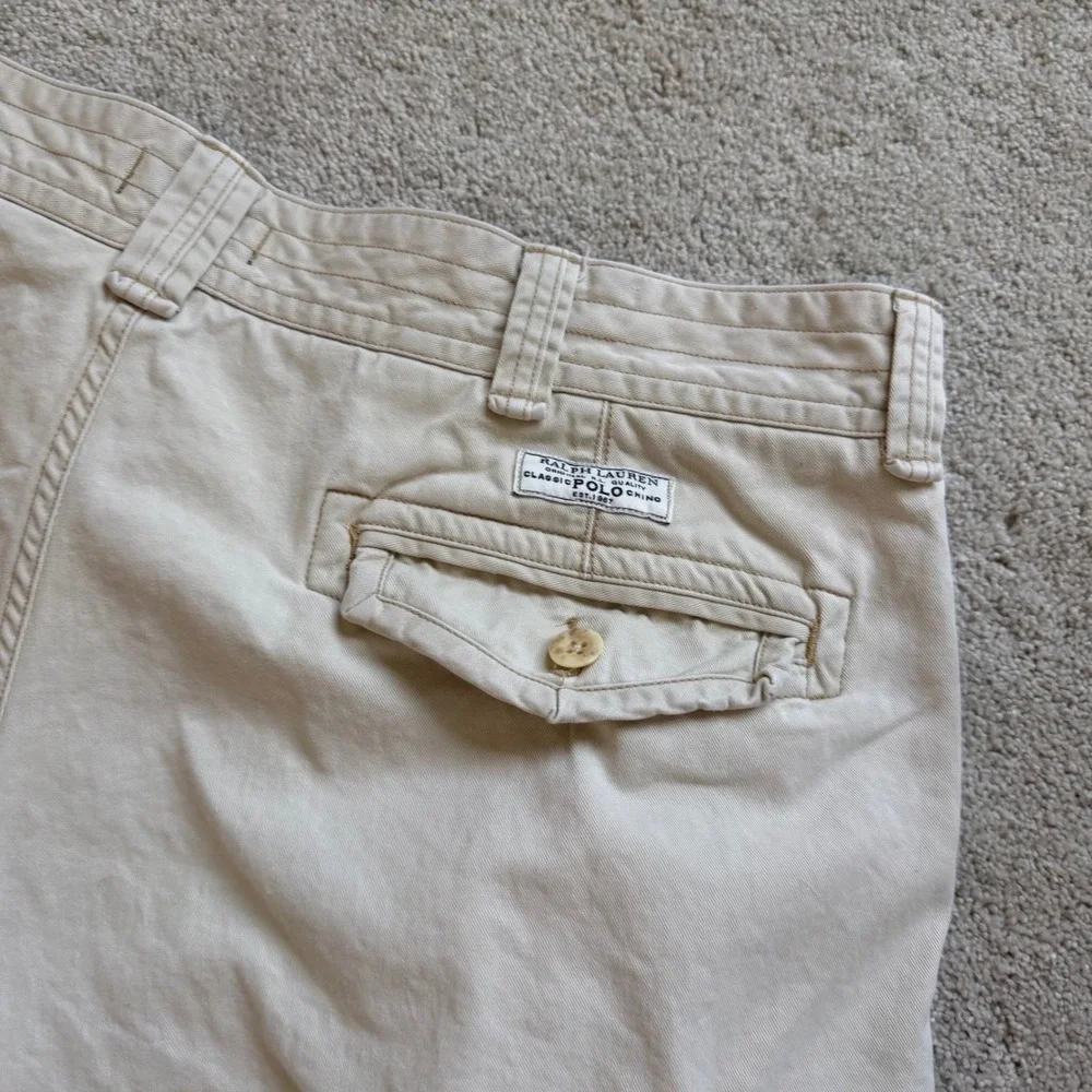 Polo Ralph‎ Lauren Cargo Shorts Tan Khaki Classic Chino Size 40 Cotton
